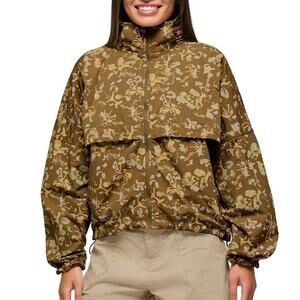 Prana Encinitas Windbreaker Women's Small Retro Olive Digibloom Water Repellant